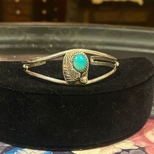 Southwestern Artisan Turquoise and Sterling Silver Cuff Bracelet